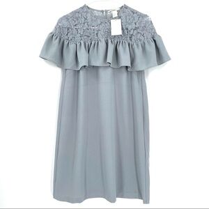 H&M Light Gray Ruffle Above The Knee Dress NWT